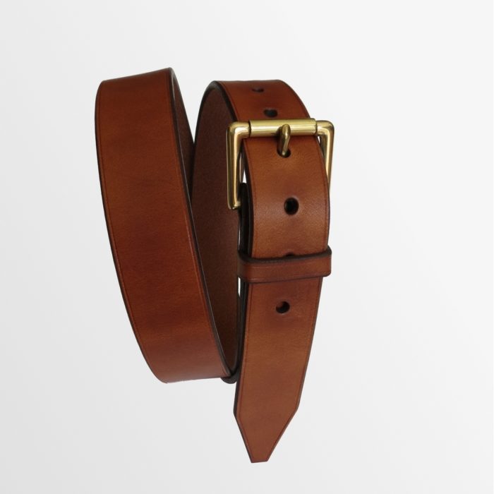 ceinture cuir marron boucle jaune haut de gamme